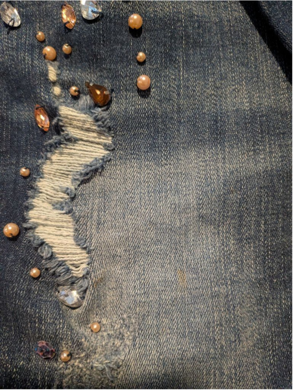 Women's KanCan Blue Distressed Skinny Jeans with Embellishments Size 27 - Picture 7 of 8